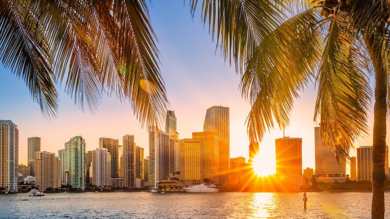 Paisagem do amanhecer em Miami