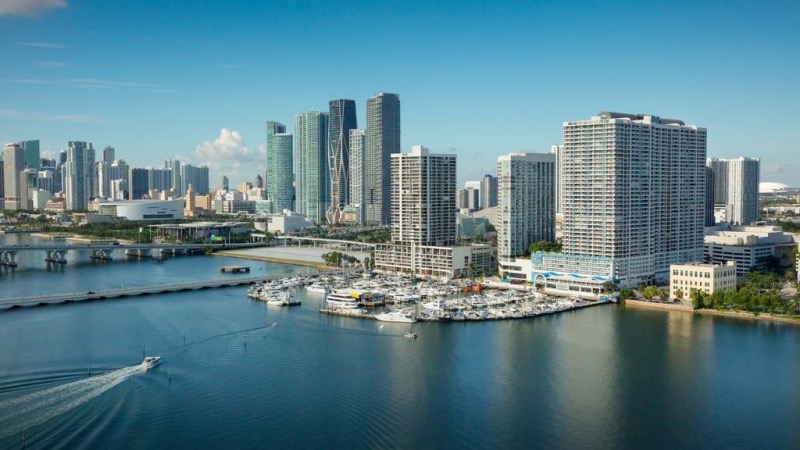 Paisagem de Biscayne Bay em Miami